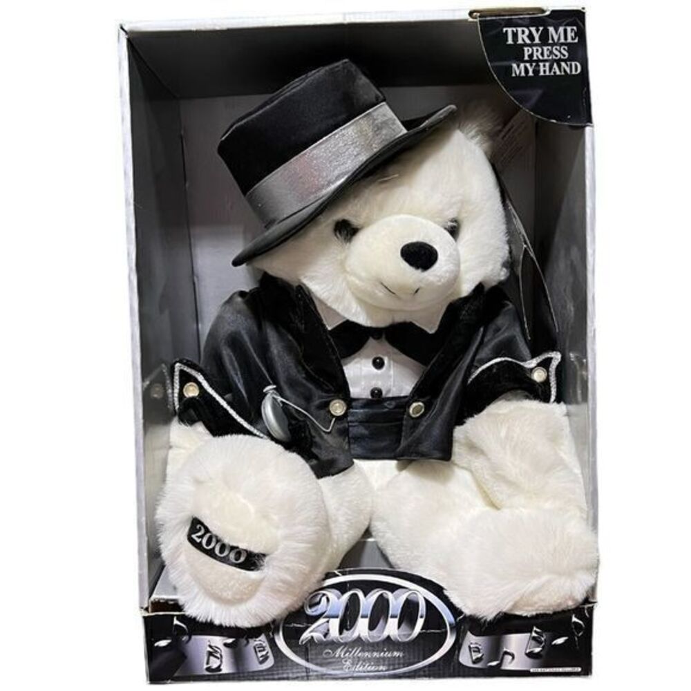 NEW In Box Dan Dee 2000 Millennium Edition Keepsake Talking Teddy Bear White‎
